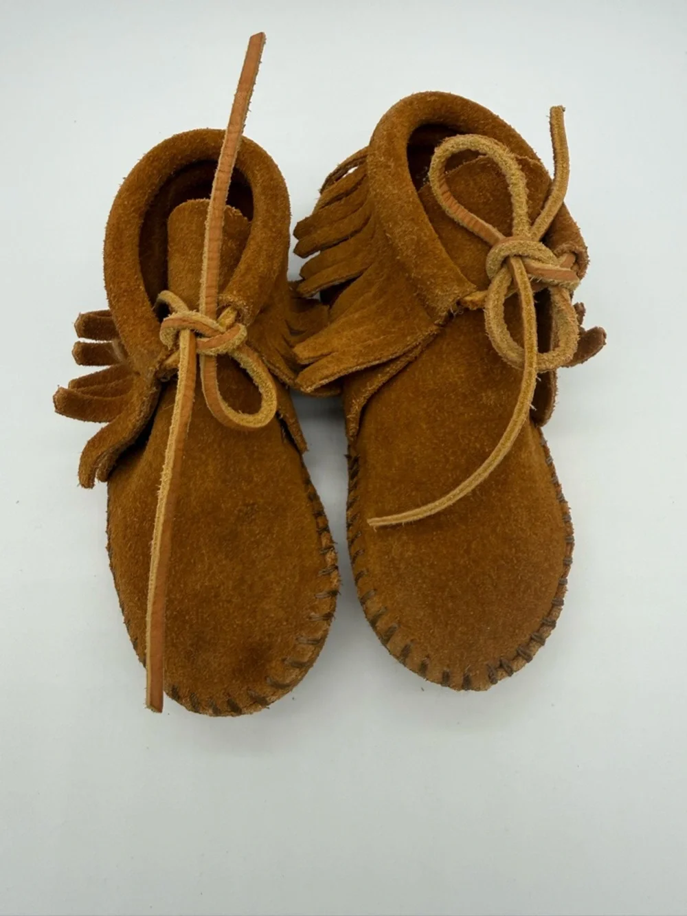 VTG 80s Minnetonka Moccasin Childrens Softsole Fringe Boots Size 7 Style 2482